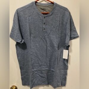 Flag & Anthem Men's Dusty Blue 100% Cotton Henley Short Sleeve Shirt Size Medium